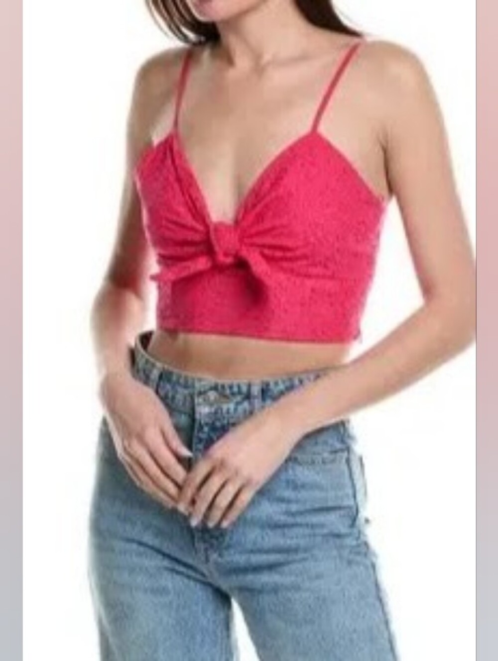 NWT Dress Forum Knot-Front Eyelet Crop Top